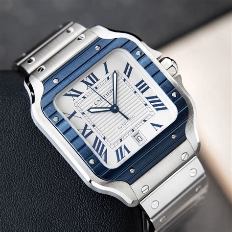 precio santos de cartier|cartier santos blue bezel.